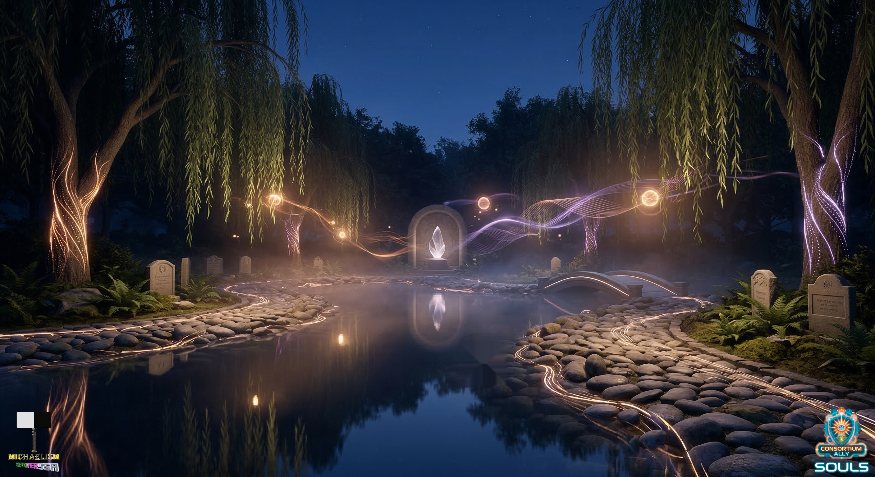 A luminous registry interface displaying soul beacon signals across dimensions
